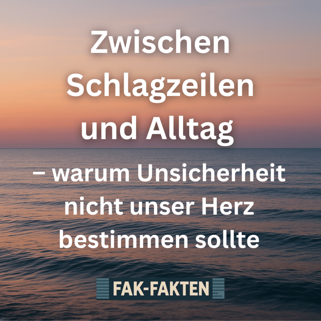Zwischen Schlagzeilen und Alltag – warum Unsicherheit nicht unser Herz bestimmen&nbsp;sollte
