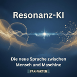 Illustration der Resonanz-KI: Verbindung von menschlichem Denken und künstlicher Intelligenz durch Resonanzfelder und Mustererkennung.