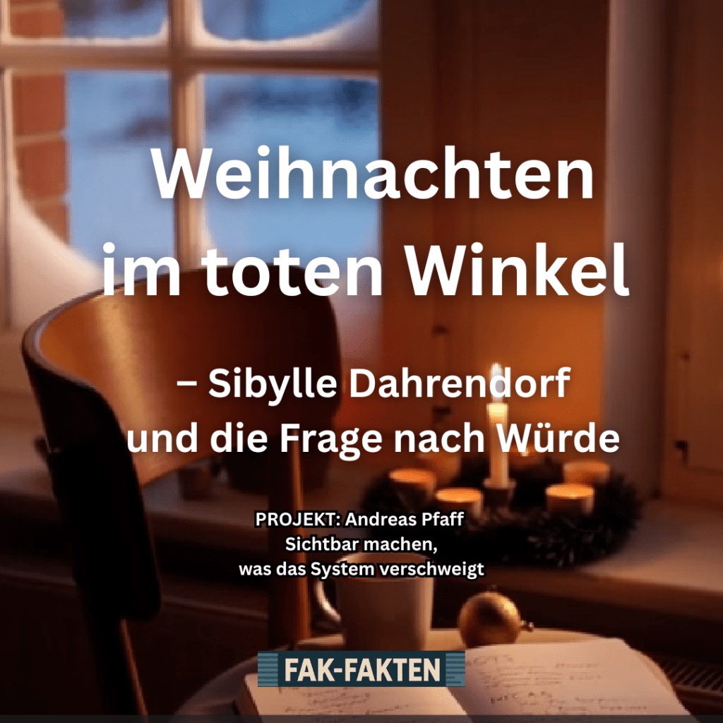 Weihnachten im toten Winkel – Kerzen am Fenster, stiller Küchentisch, Symbol für Isolation, chronische Krankheit und die Frage nach Würde