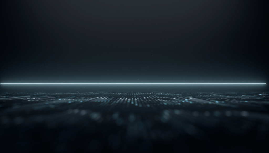 Abstrakte Darstellung einer Entscheidungsgrenze zwischen Datenfluss und Handlung in KI-gestützten Systemen (General Boundary Architecture)