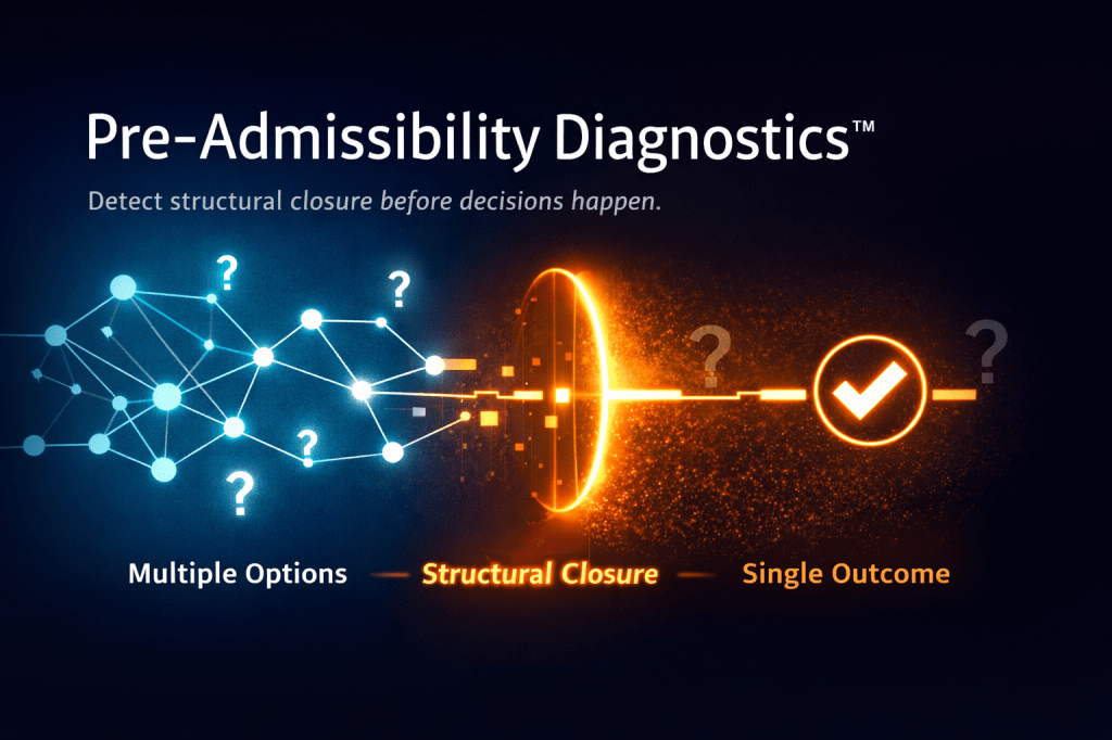 Visualisierung von Entscheidungsprozessen: Mehrere Optionen werden durch eine strukturelle Barriere zu einem einzigen Ergebnis reduziert